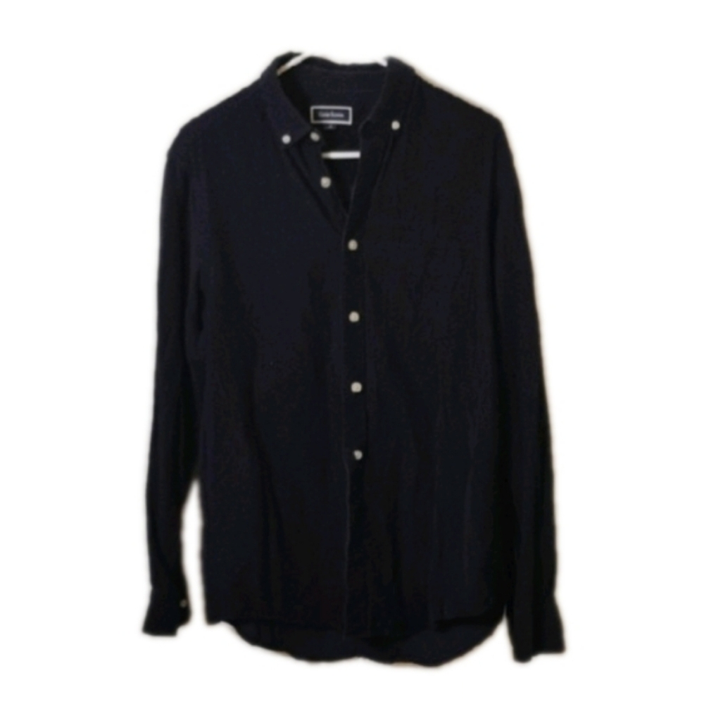 Club Room Navy Corduroy Casual Button Down Shirt Men's Medium